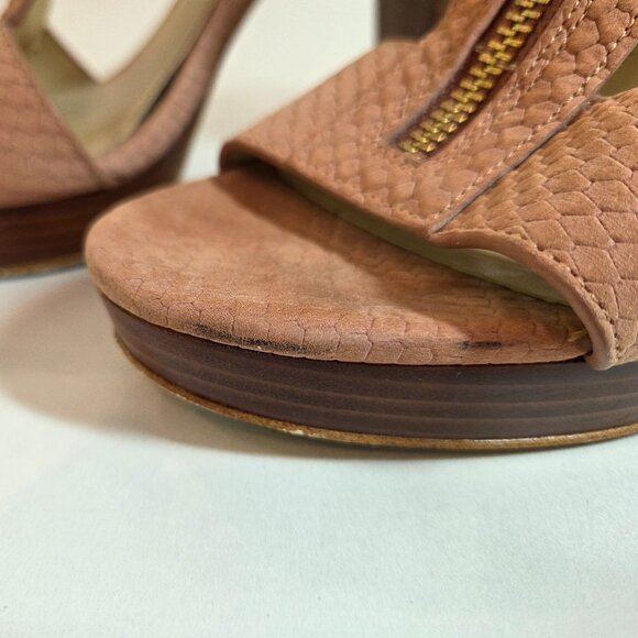 Michael Kors Berkeley Pink Suede Open Toe Platform Heels Size 8 - Picture 6 of 7